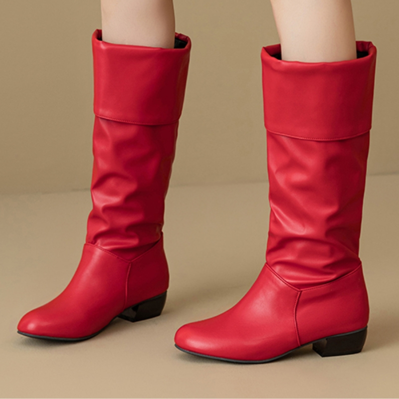 Sewing Fleece - Slip on Knee High Boots Pleated