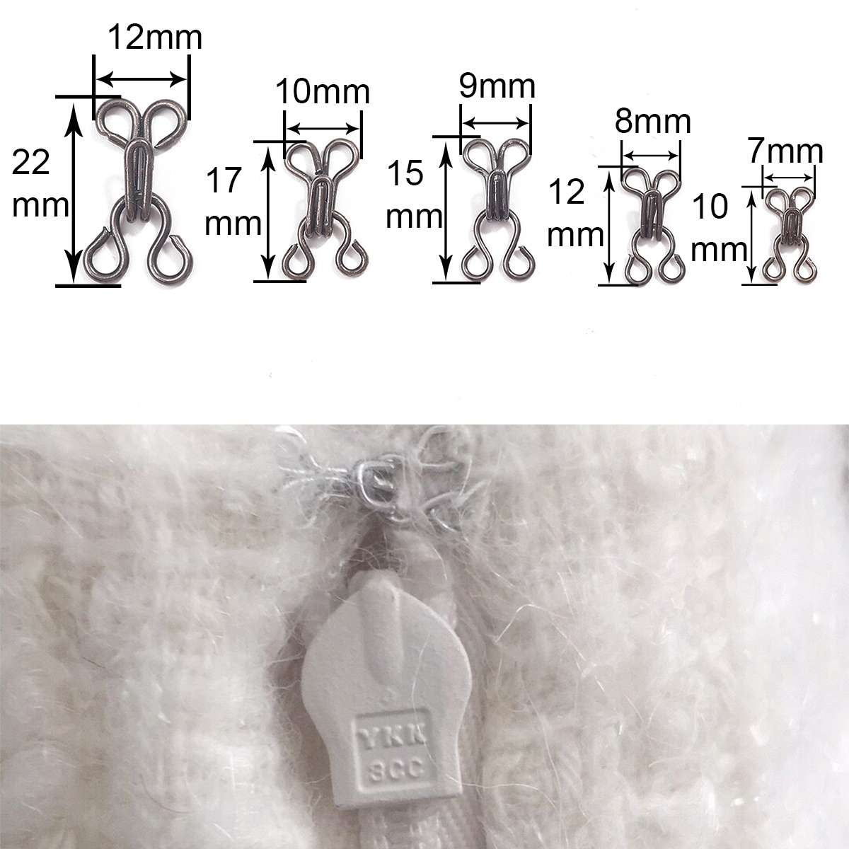 Hook Eye Fastener - 7-12mm 24pcs Cloth Hook and Eye
