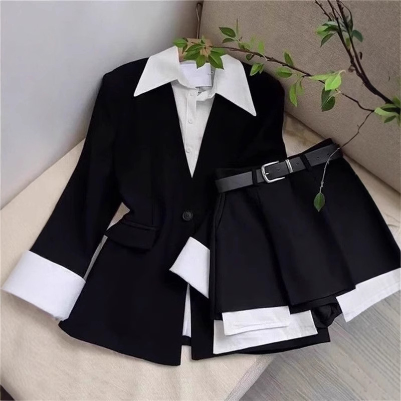 Sewing Jackets - Women Two Piece Skirt Sets Patchwork