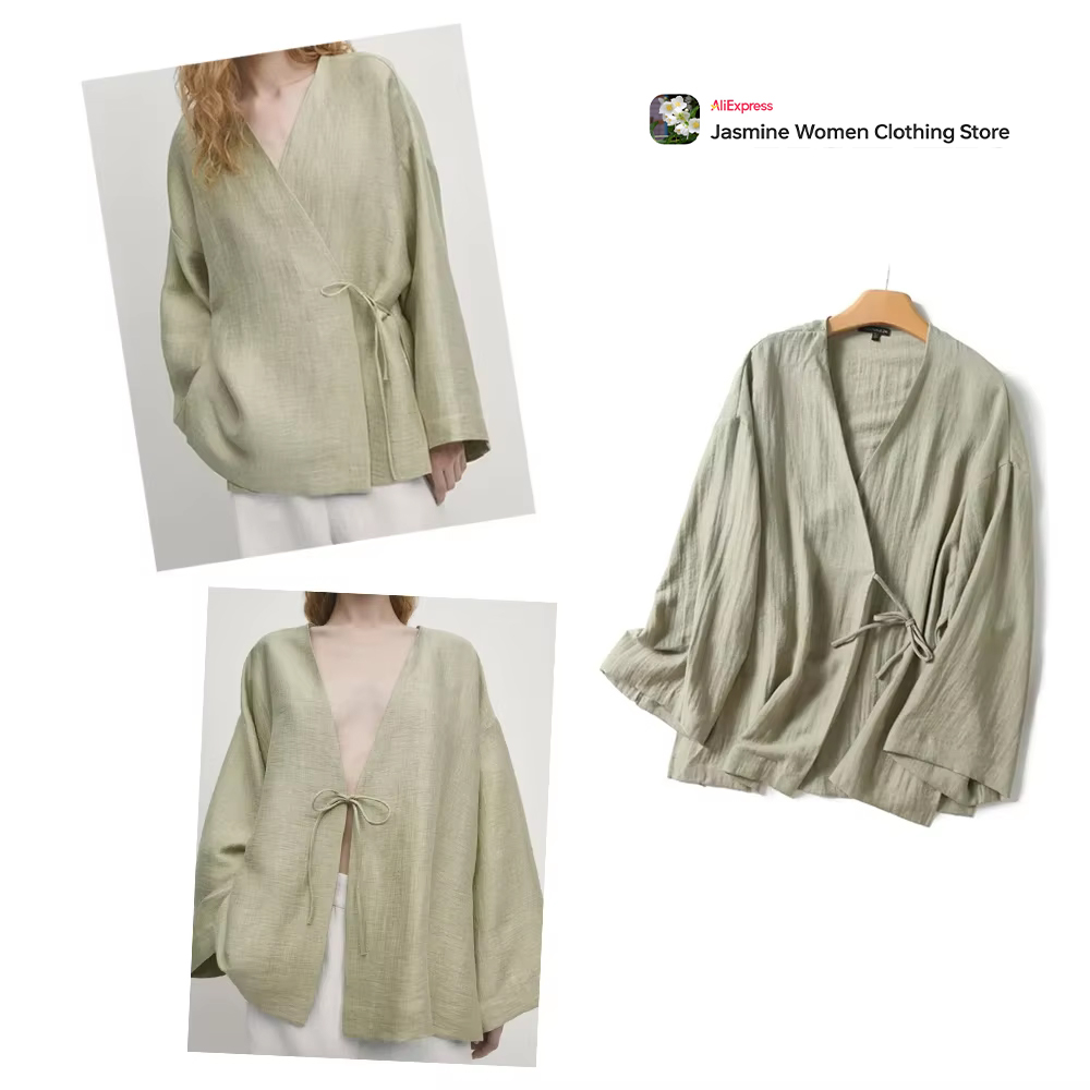 Sewing V - Comfy Olive Blouse with Ties Long