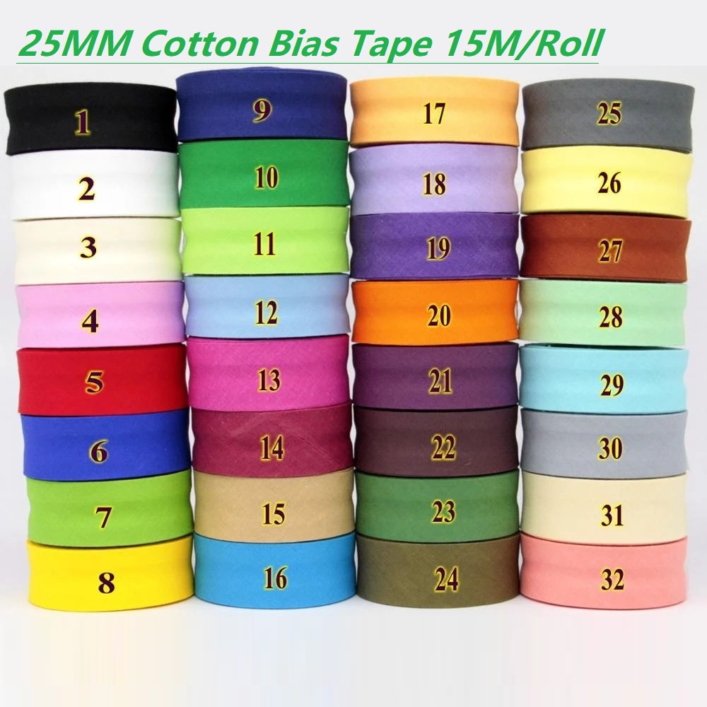 Binding Tape Bias - 25mm Cotton Folded Bias Tape Ironed
