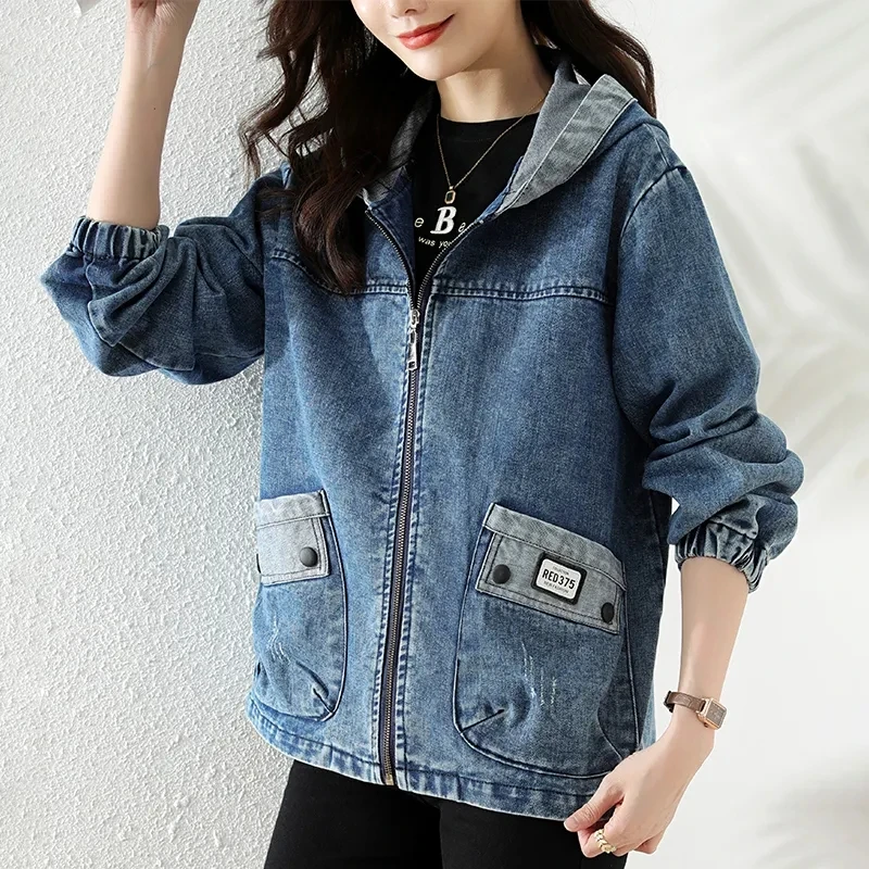 Sewing Jackets - New Splicing Zipper Female Cowboy Overcoat