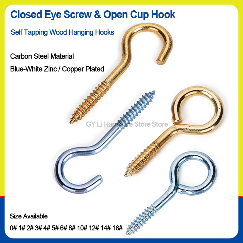 Hook Eye Fastener - Self Tapping Closed & Open Eye