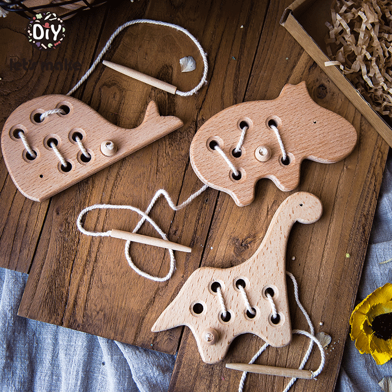 Sewing Thread Production - Wooden Kindergarten Mouse Threading Board Lacing