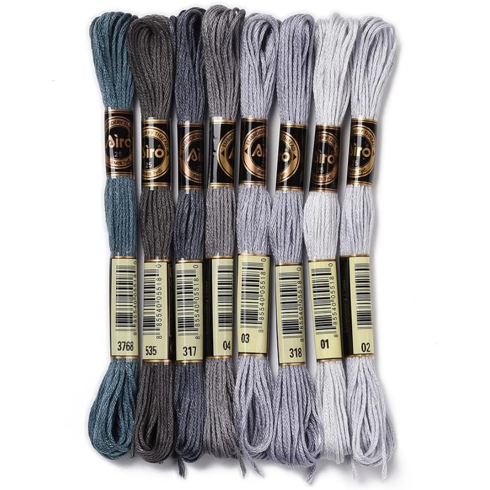 Embroidery Floss Thread - 8 Skeins 70 Yards Grey Friendship
