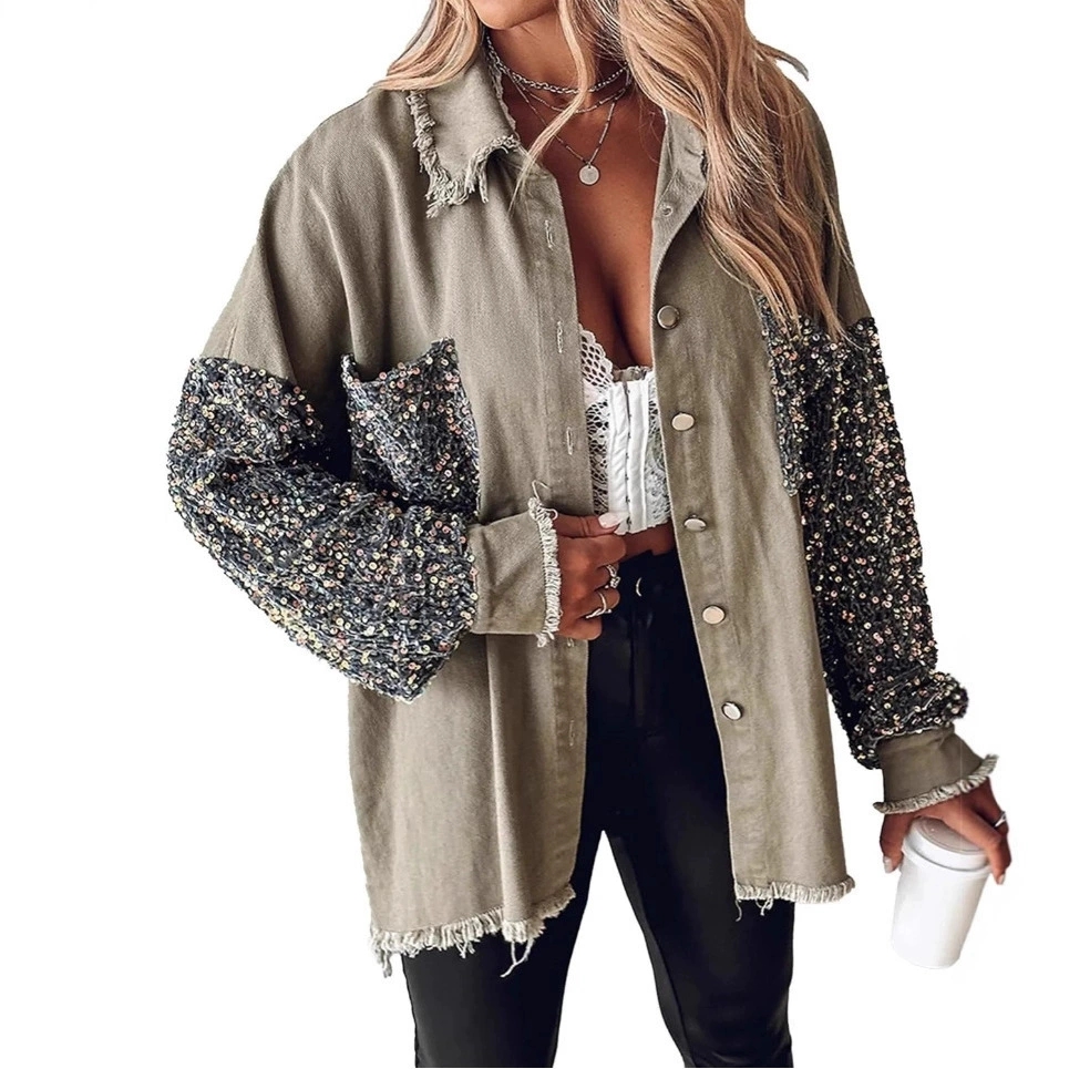 Sewing Jackets - spring autumn women long sleeve Sequins