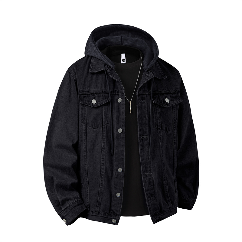 Sewing Jackets - Men Hooded Denim Jacket Men Streetwear