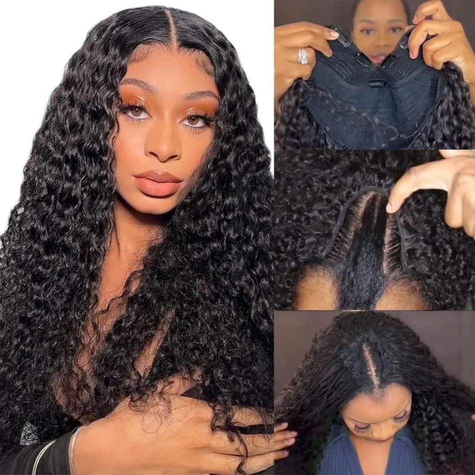 Sewing V - Deep Wave V Part Wig Human
