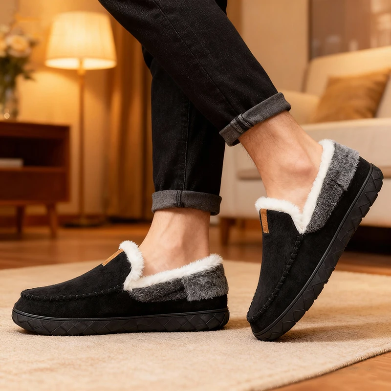 Men's Slippers Home Sewing Plu - Sewing Fleece 评论和价格
