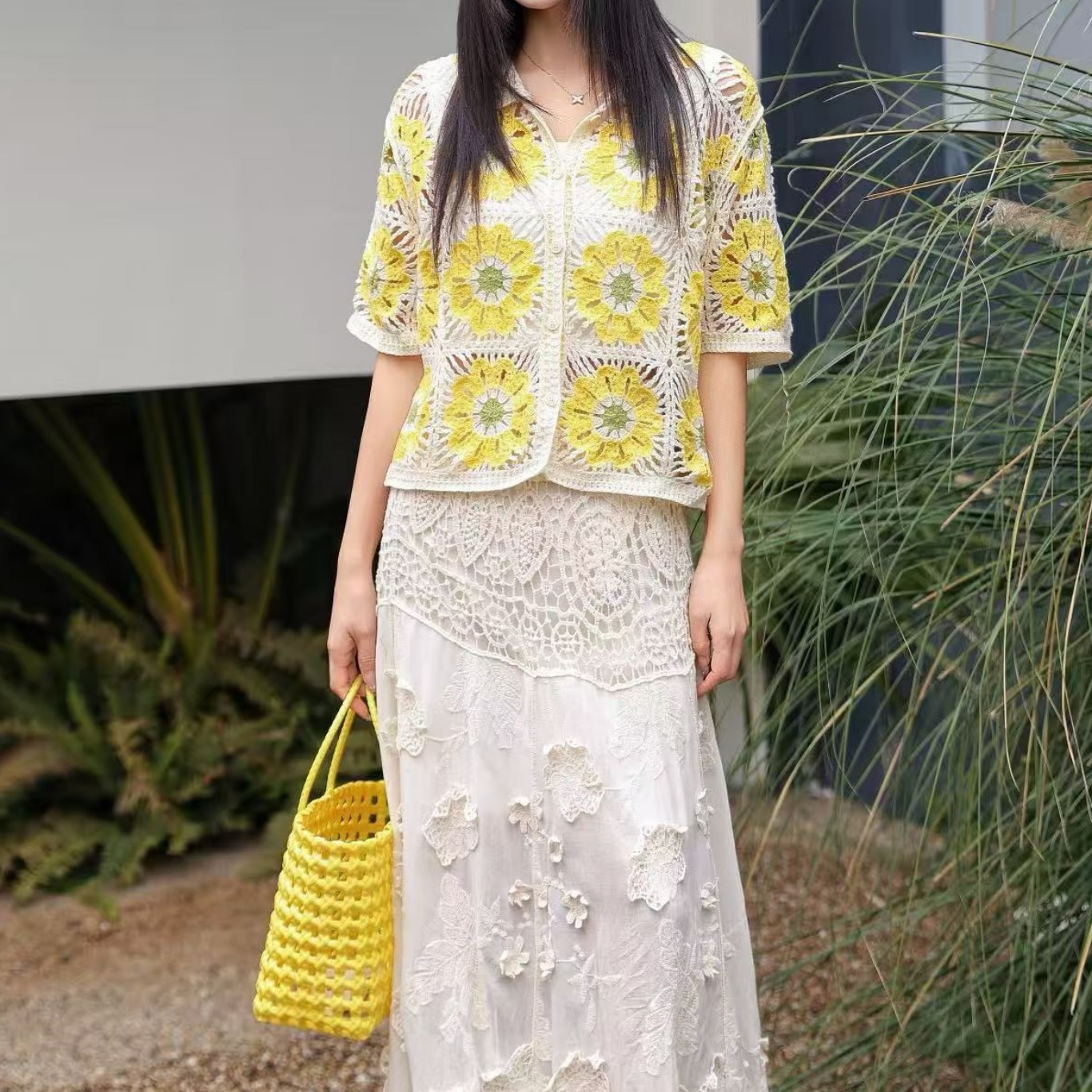 Granny Square Crochet Knit Pol - Sewing Jackets 评论和价格