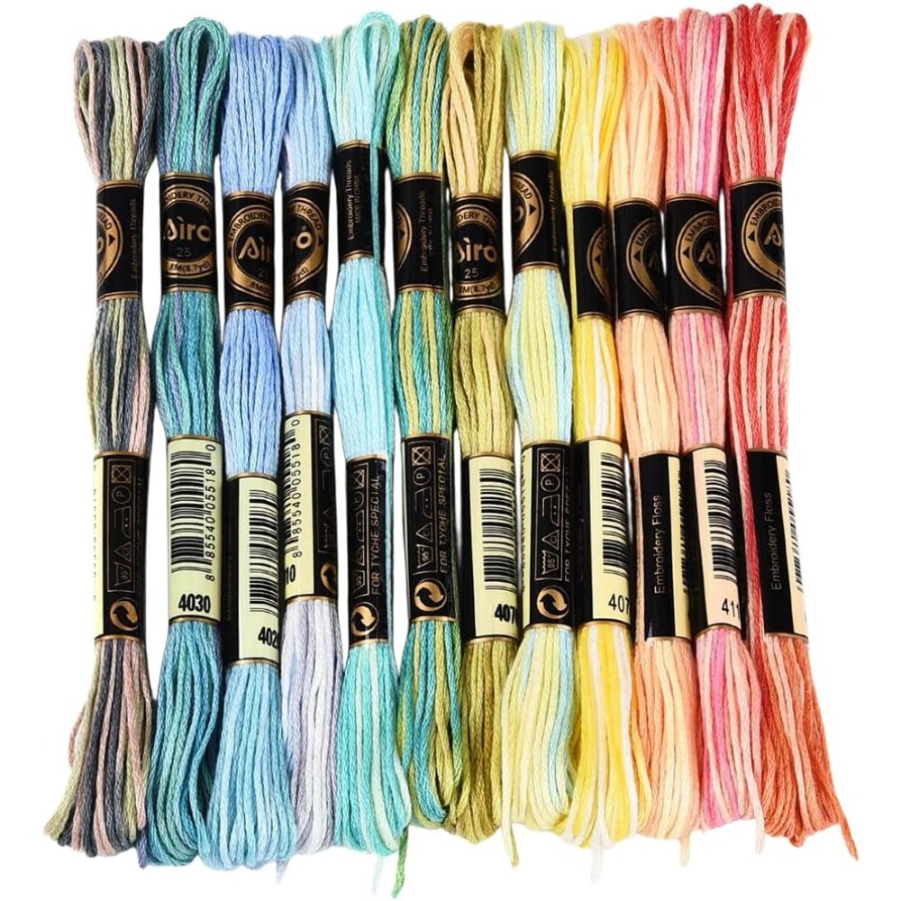12 Skeins 105 Yards 6 Ply Vari - Embroidery Floss Thread 评论和价格