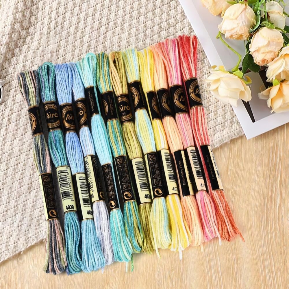 12 Skeins 105 Yards 6 Ply Vari - Embroidery Floss Thread 评论和价格