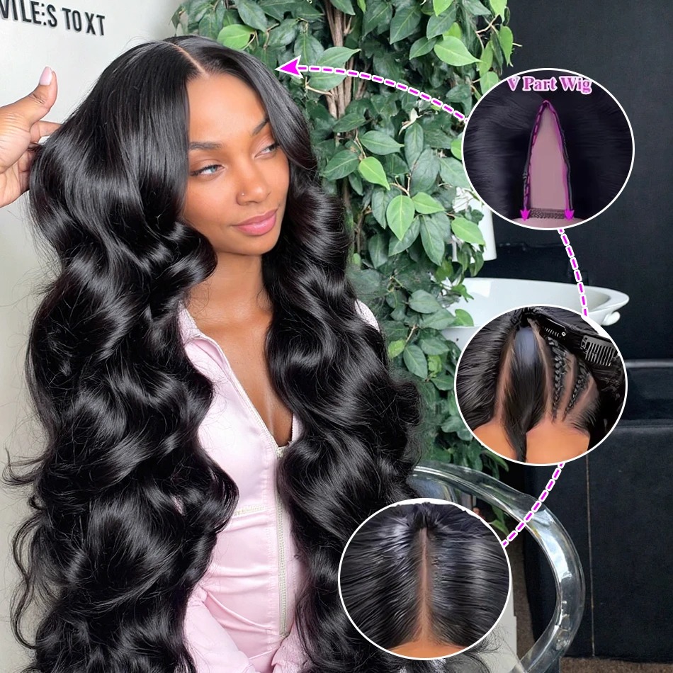 V Part Wig Human Hair Body Wav - Sewing V 评论和价格