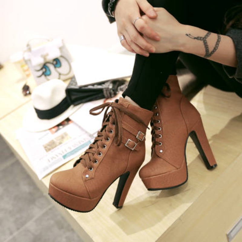 Winter Women Platform Ankle Bo - Sewing Fleece 评论和价格