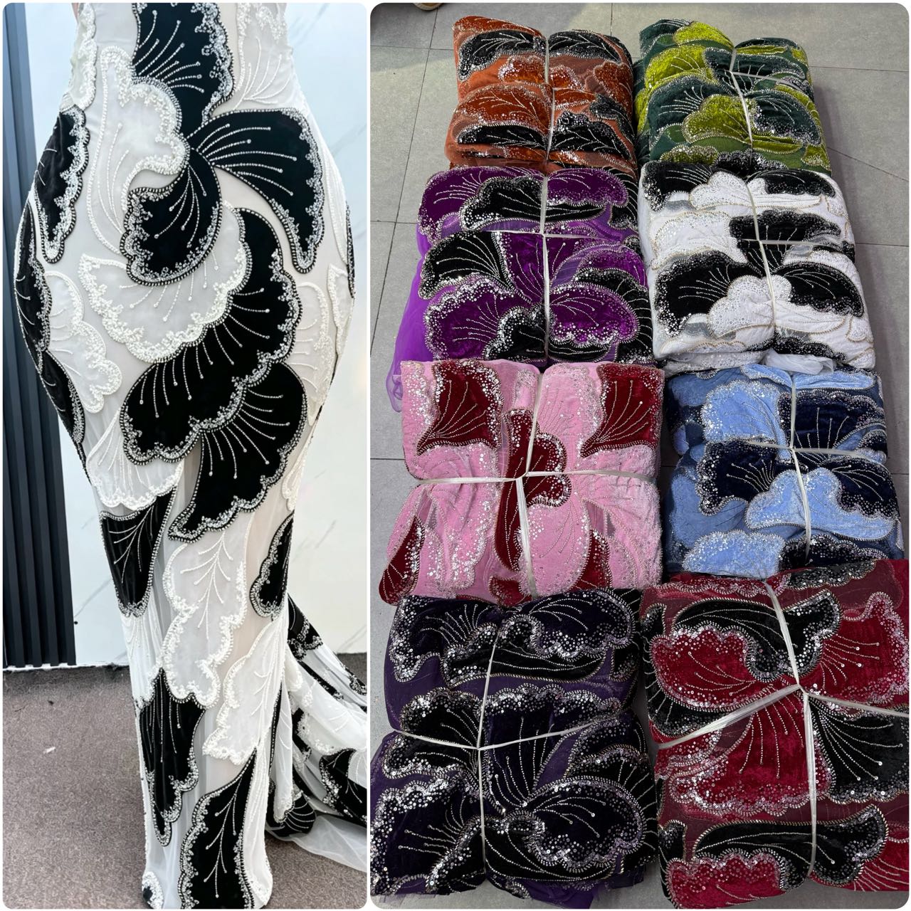 Luxury Sequins Beaded Tulle La - Sewing Velvet Fabric 评论和价格