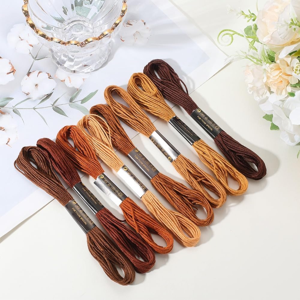 8 Skeins 6 Strands Brown Embro - Embroidery Floss Thread 评论和价格