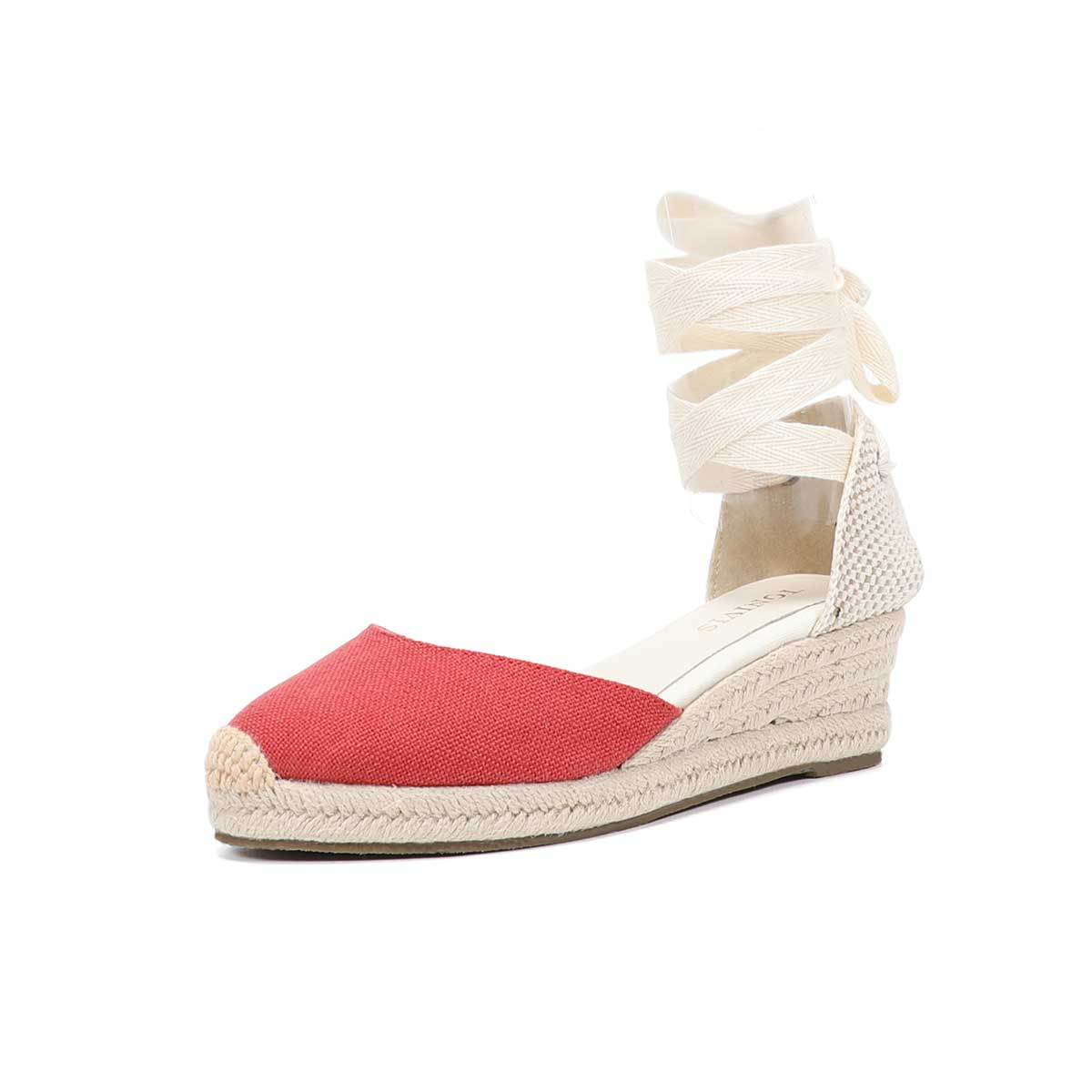 Women Wedge Espadrilles Lace U - Sewing Cotton 评论和价格