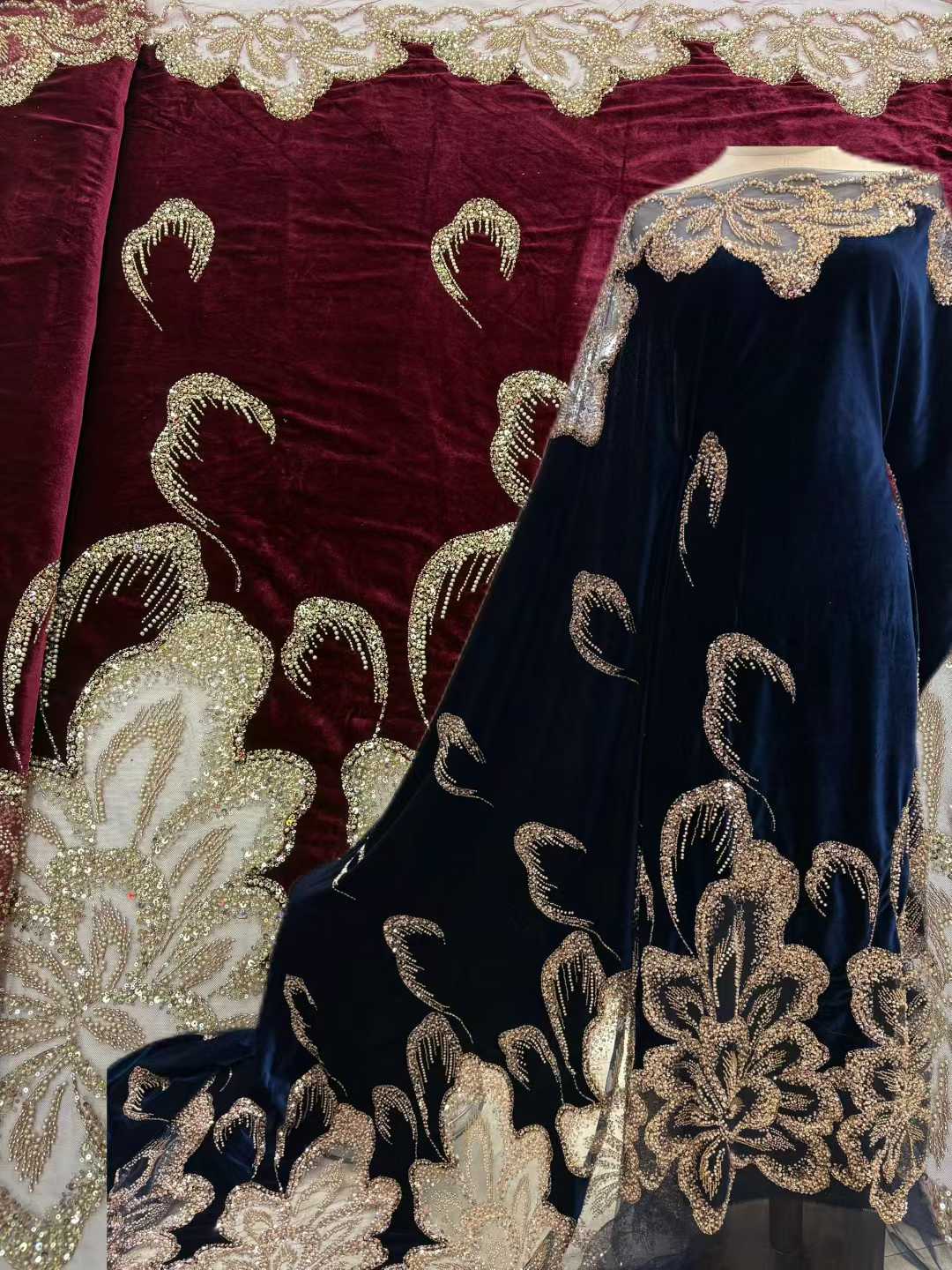African Velvet Beaded Heavy La - Sewing Velvet Fabric 评论和价格