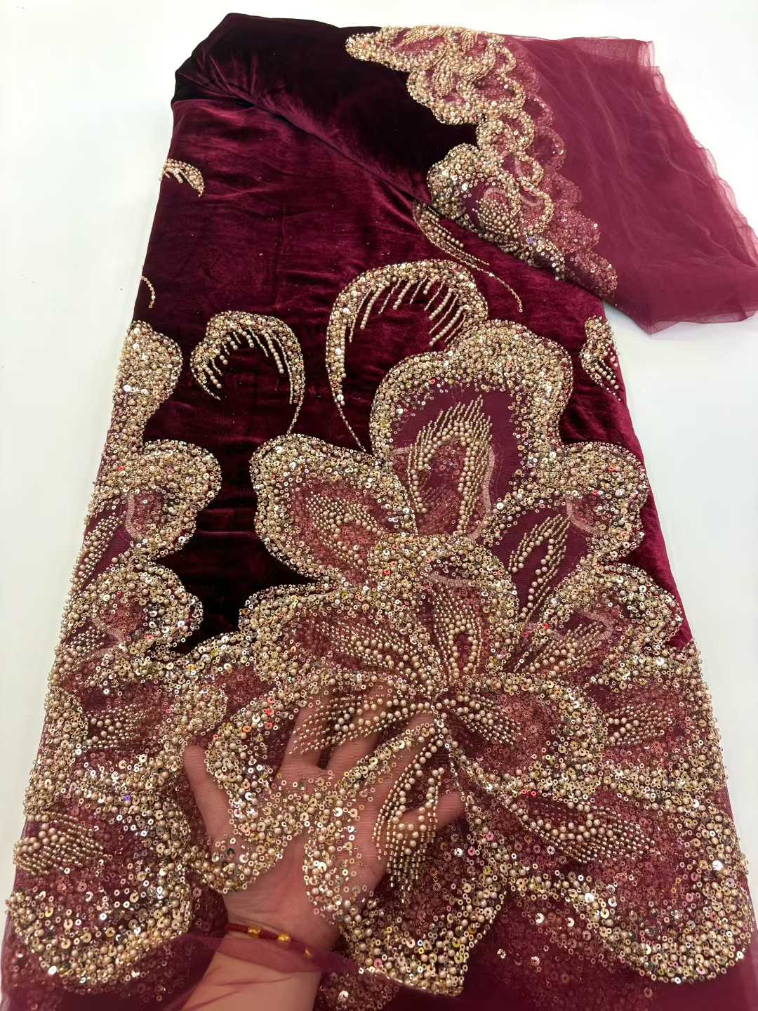 African Velvet Beaded Heavy La - Sewing Velvet Fabric 评论和价格