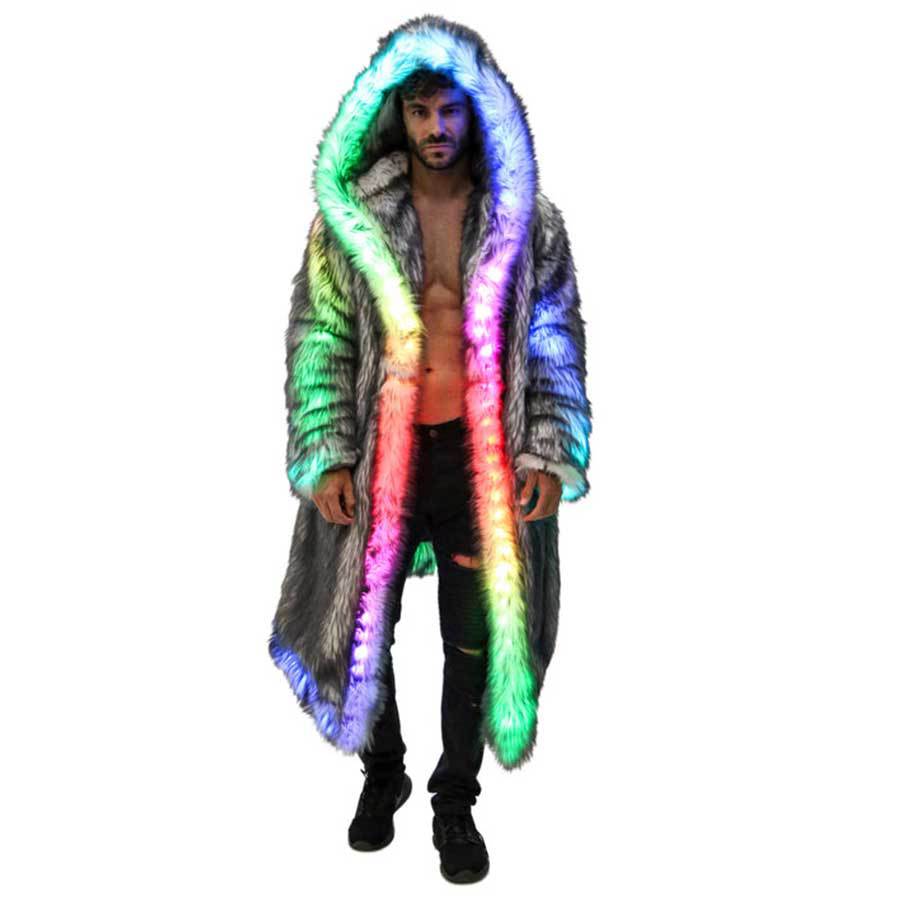 Faux Fur Coat Men Hooded Outer - Sewing V 评论和价格