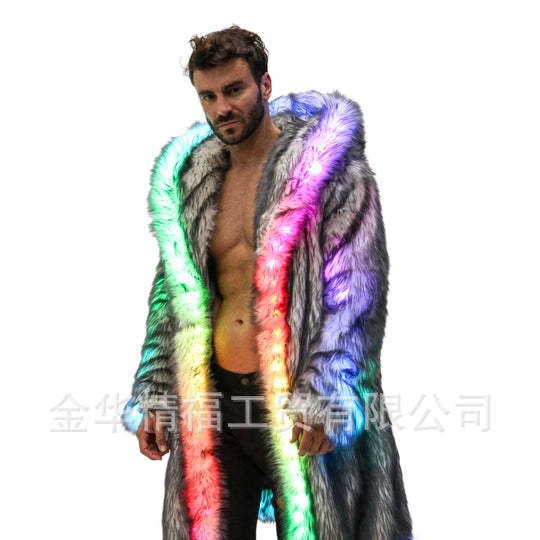 Faux Fur Coat Men Hooded Outer - Sewing V 评论和价格