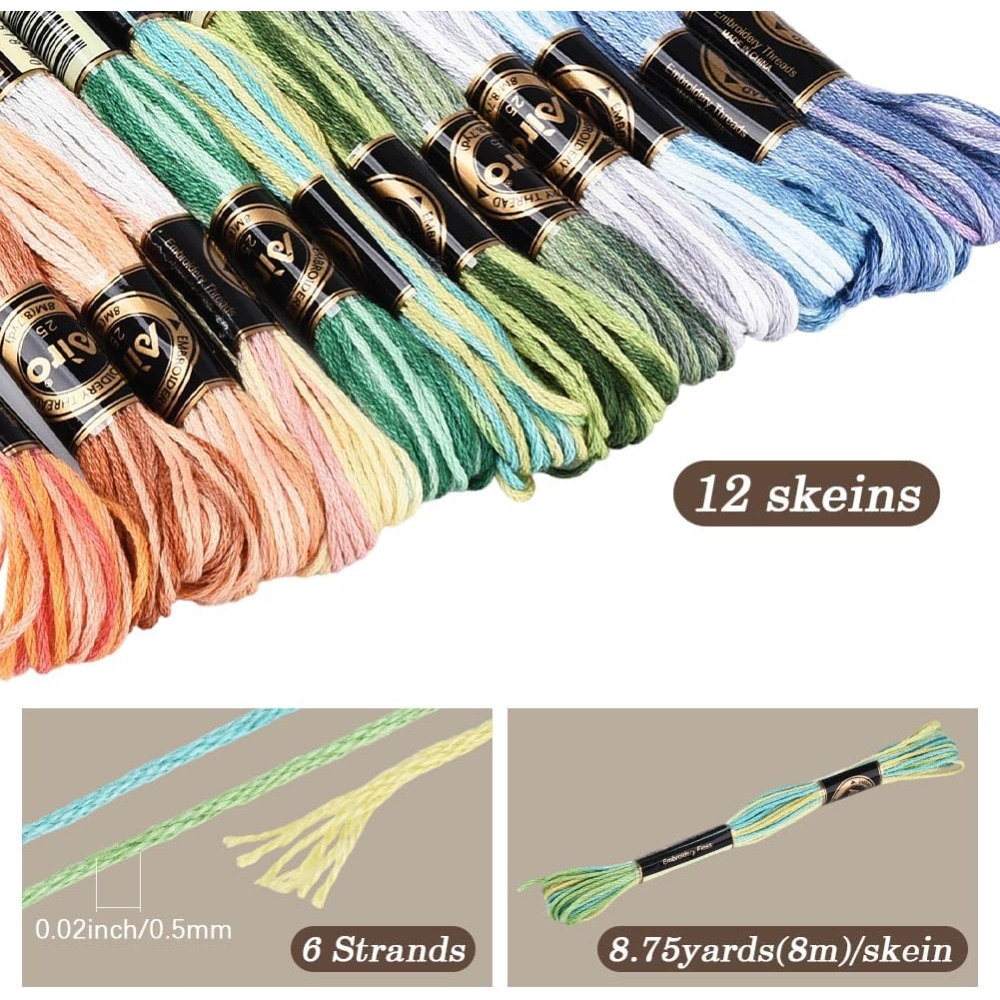 12 Skeins 105 Yards Cross Stit - Embroidery Floss Thread 评论和价格