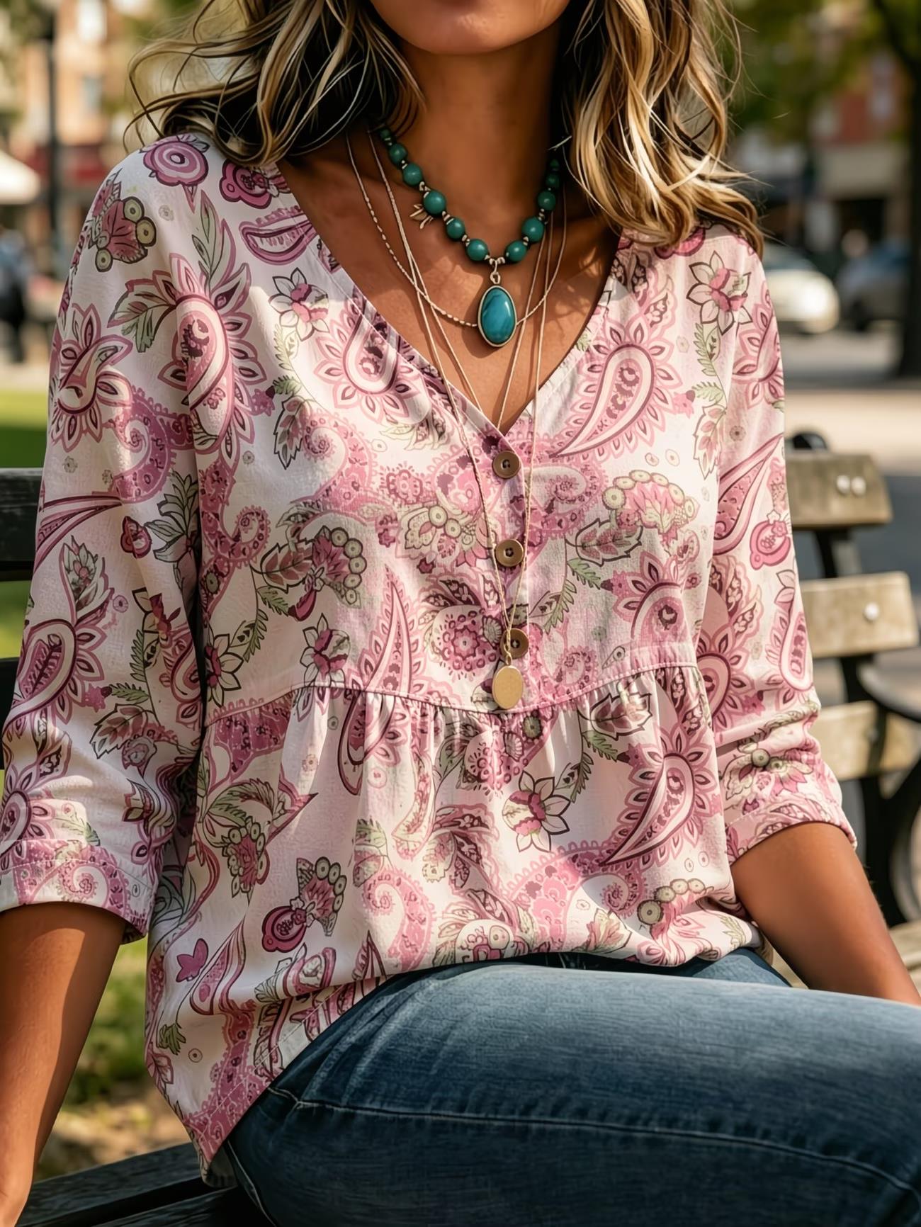 Women's Red Tiny Floral Paisle - Sewing V 评论和价格
