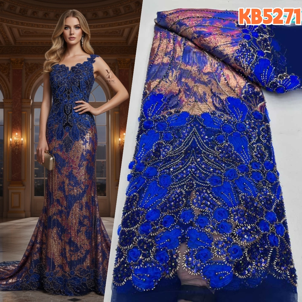 Nigerian Lace Fabric 5 Yards H - Sewing Velvet Fabric 评论和价格