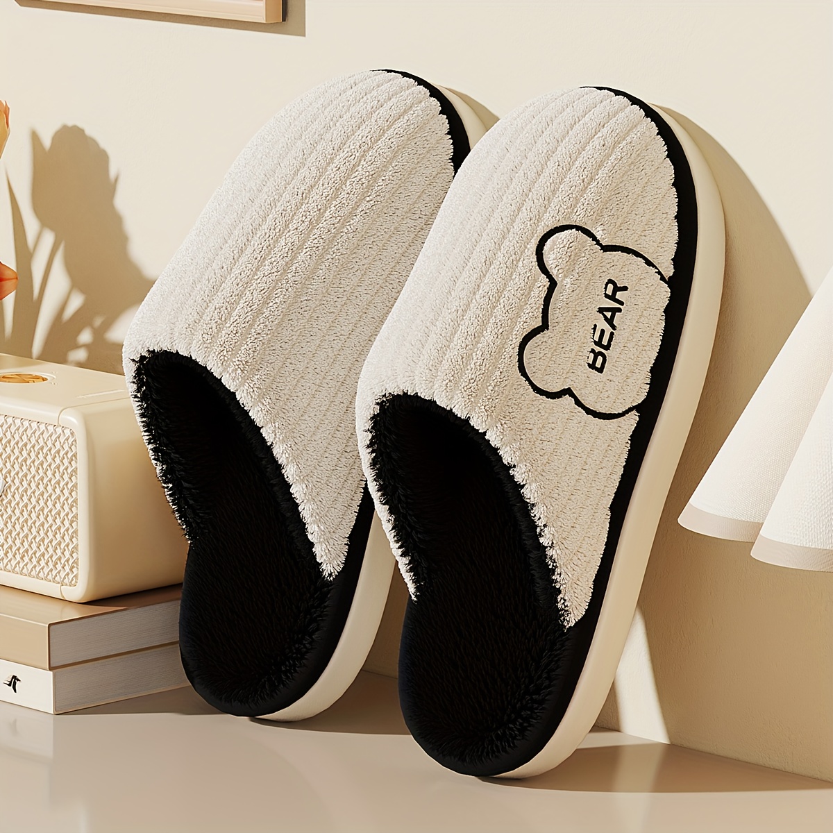 Winter Warm Plush Slippers Men - Sewing Fleece 评论和价格