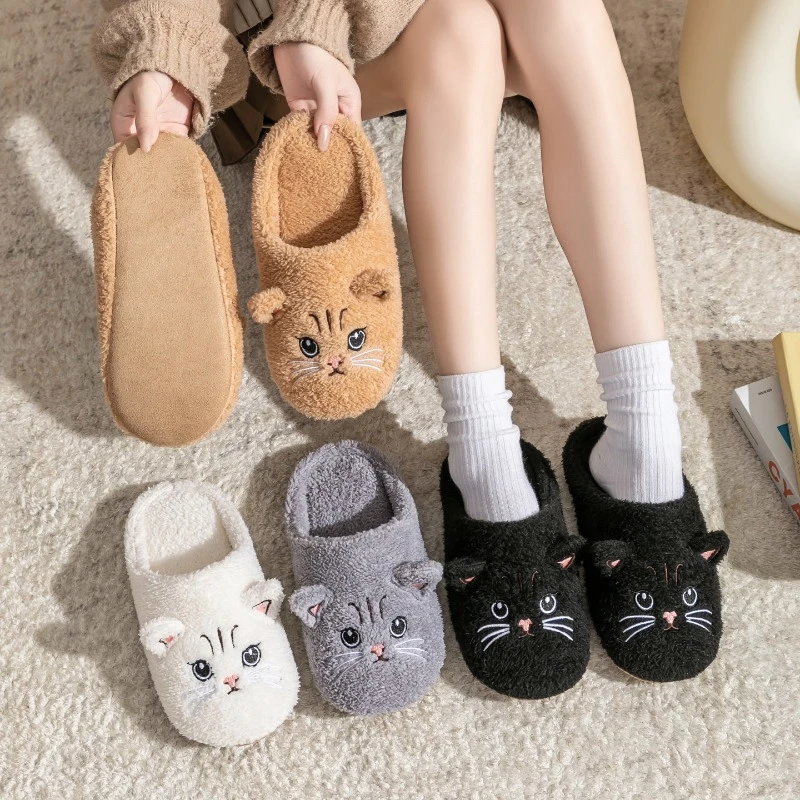 Non-Slip Soft Plush Cat Slippe - Sewing Fleece 评论和价格