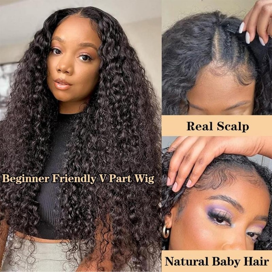 Deep Wave V Part Wig Human Hai - Sewing V 评论和价格